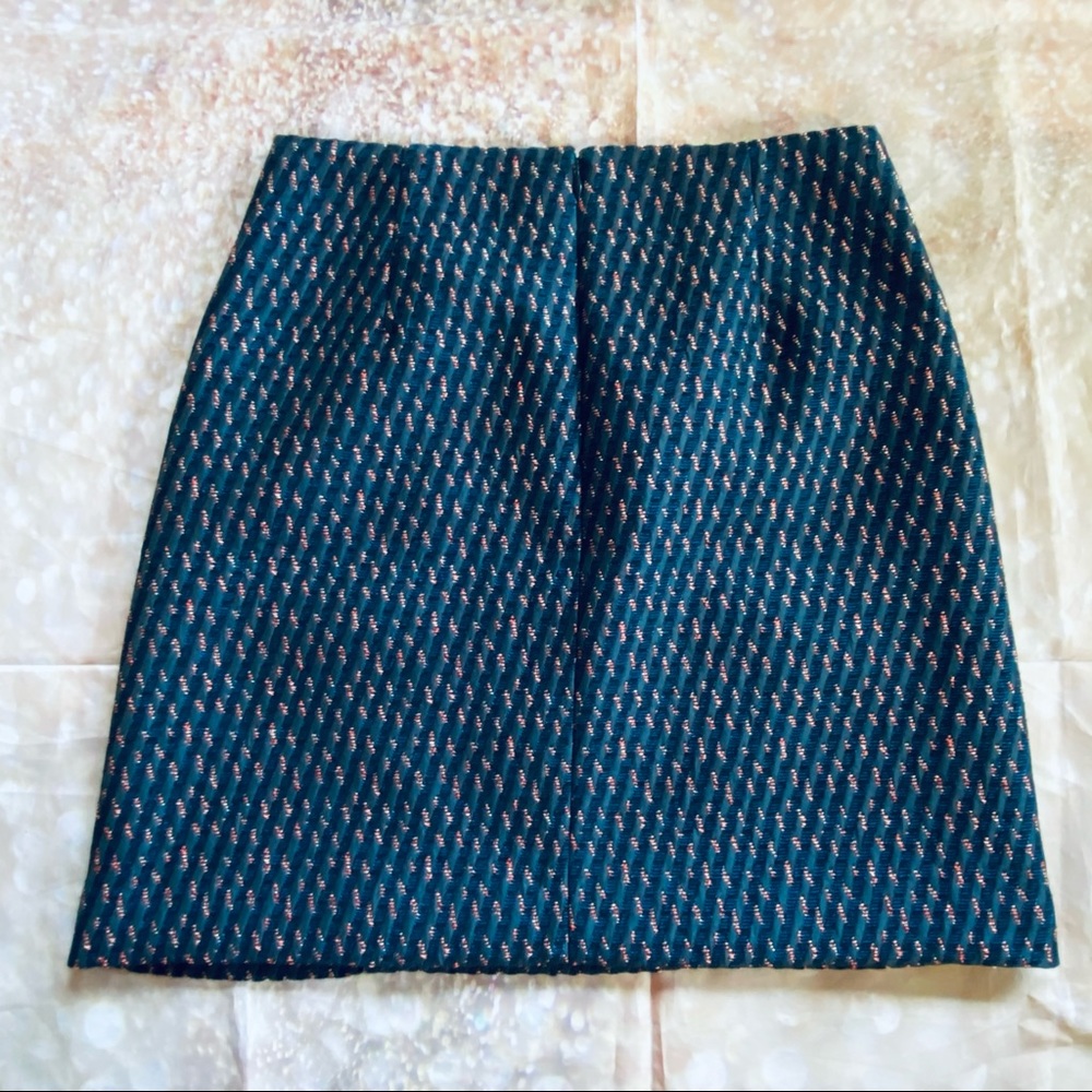 LOFT Jacquard Tweed Geometric Pocket Blue Classy Mini Skirt 2 - Picture 7 of 10